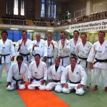 Pete Durandt, 3rd from the right back row part of the NZ contingent fighting at the Kodokan